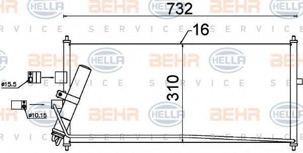 BEHR HELLA SERVICE 8FC351302521 Конденсатор, кондиціонер