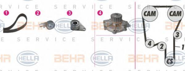 BEHR HELLA SERVICE 8MP376814811 Водяний насос + комплект зубчастого ременя