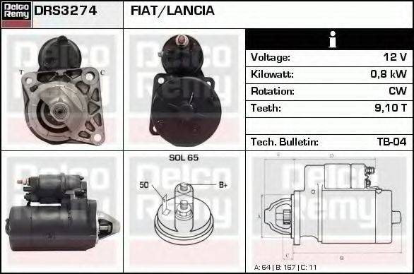 DELCO REMY DRS3274 Стартер