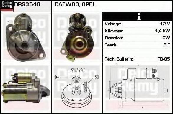 DELCO REMY DRS3548 Стартер