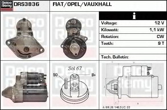 DELCO REMY DRS3836 Стартер