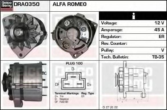 DELCO REMY DRA0350 Генератор