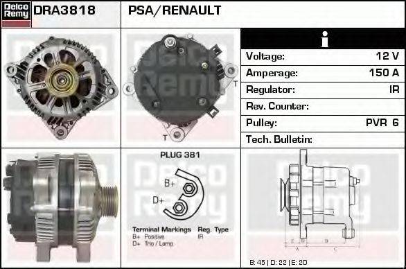 DELCO REMY DRA3818 Генератор