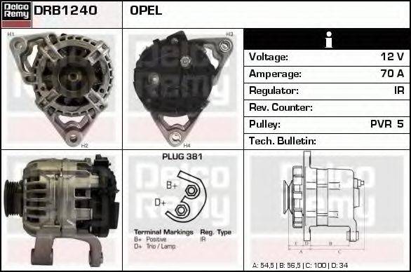 DELCO REMY DRB1240 Генератор