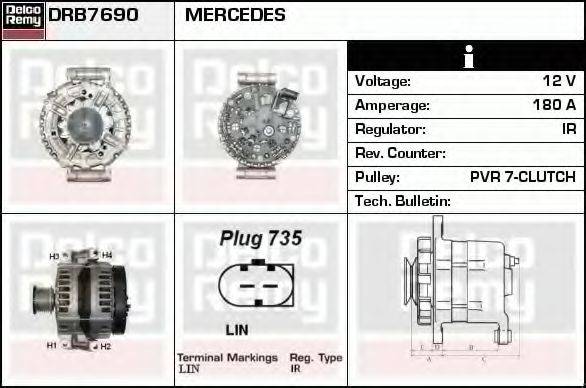 DELCO REMY DRB7690 Генератор