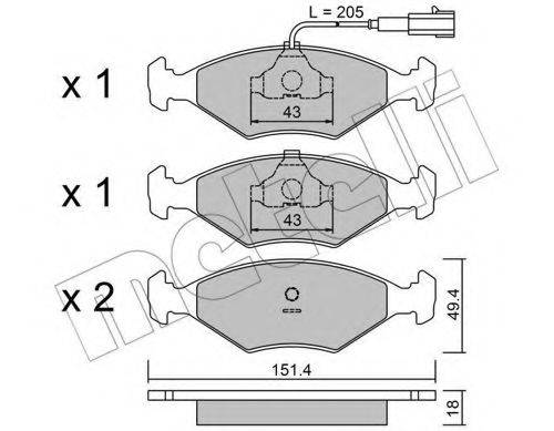 METELLI 2200574 Комплект гальмівних колодок, дискове гальмо