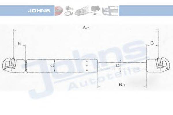 JOHNS 55059593 Газова пружина, кришка багажника