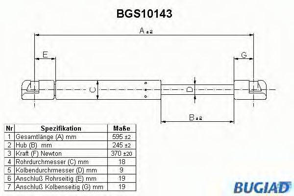 BUGIAD BGS10143 Газова пружина, кришка багажника