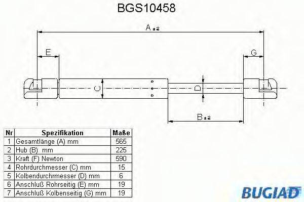 BUGIAD BGS10458 Газова пружина, кришка багажника