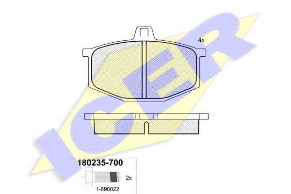 ICER 180235 Комплект гальмівних колодок, дискове гальмо