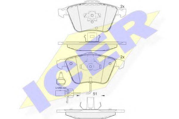 ICER 181654 Комплект гальмівних колодок, дискове гальмо