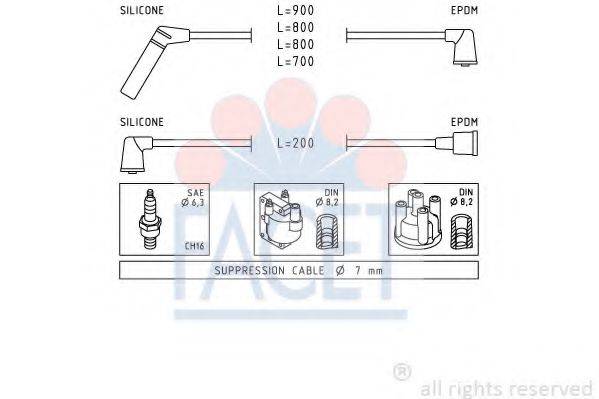 FACET 47238 Комплект дротів запалювання