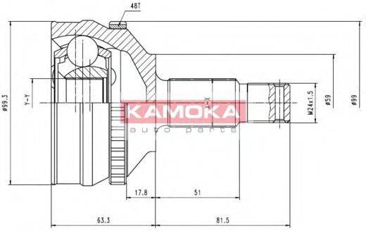 KAMOKA 6576 Шарнірний комплект, приводний вал