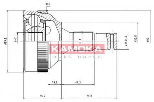 KAMOKA 6616 Шарнірний комплект, приводний вал