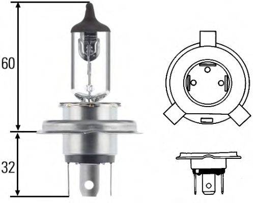 HELLA 8GJ002525251 Лампа розжарювання, фара далекого світла; Лампа розжарювання, основна фара; Лампа розжарювання, протитуманна фара; Лампа розжарювання; Лампа розжарювання, основна фара