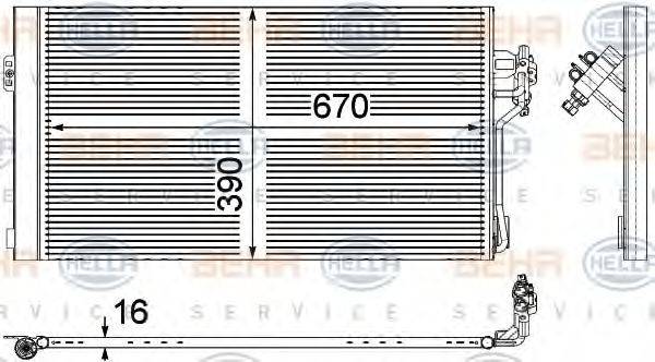 HELLA 8FC351343011 Конденсатор, кондиціонер