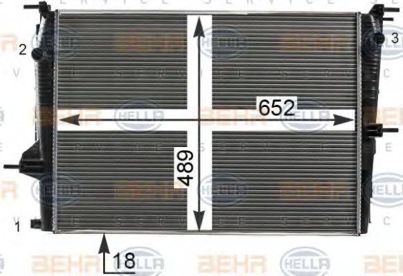 HELLA 8MK376700411 Радіатор, охолодження двигуна