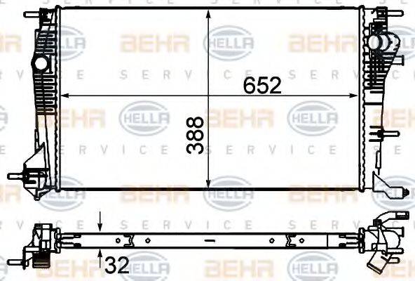 HELLA 8MK376700421 Радіатор, охолодження двигуна