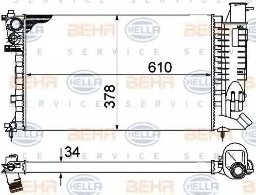 HELLA 8MK376707021 Радіатор, охолодження двигуна