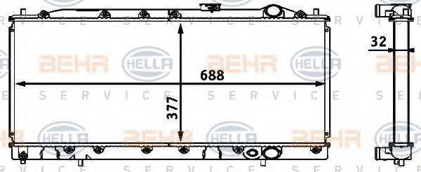 HELLA 8MK376708331 Радіатор, охолодження двигуна