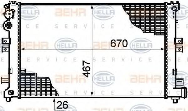 HELLA 8MK376708521 Радіатор, охолодження двигуна