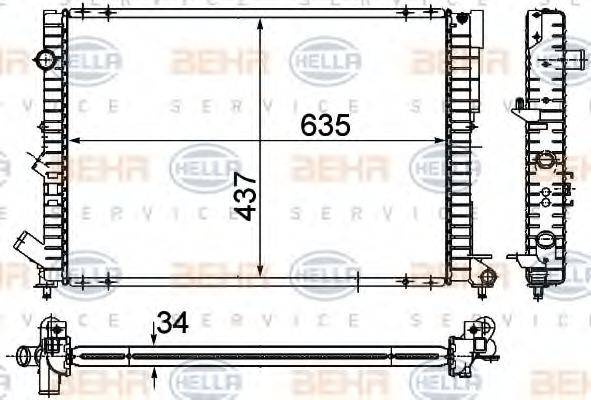 HELLA 8MK376712691 Радіатор, охолодження двигуна