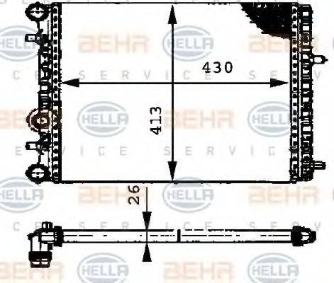 HELLA 8MK376716231 Радіатор, охолодження двигуна