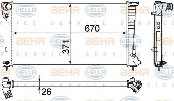 HELLA 8MK376717611 Радіатор, охолодження двигуна