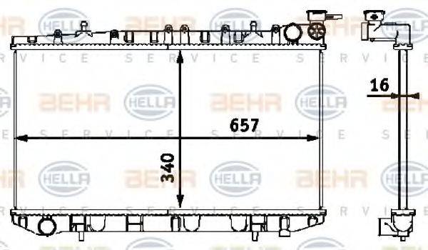 HELLA 8MK376718501 Радіатор, охолодження двигуна