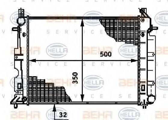 HELLA 8MK376720551 Радіатор, охолодження двигуна