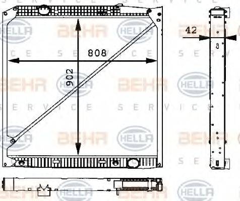 HELLA 8MK376721221 Радіатор, охолодження двигуна