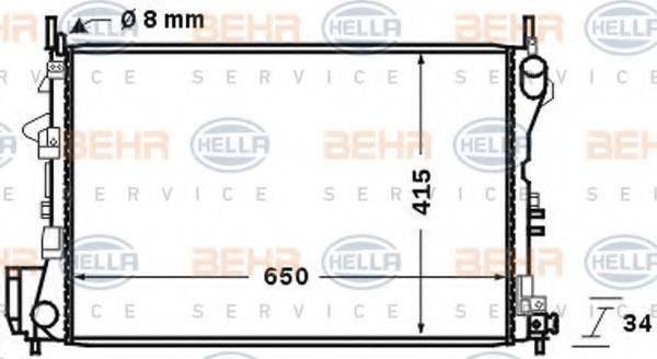 HELLA 8MK376726751 Радіатор, охолодження двигуна