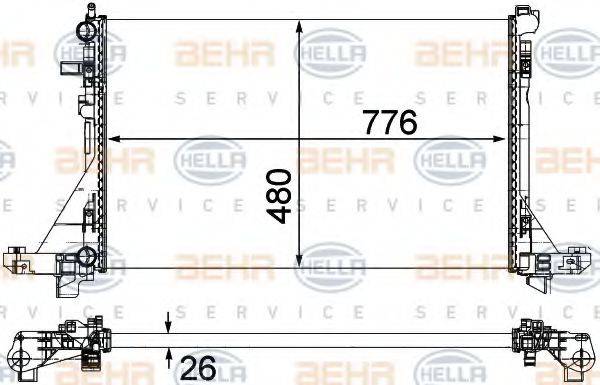 HELLA 8MK376737091 Радіатор, охолодження двигуна