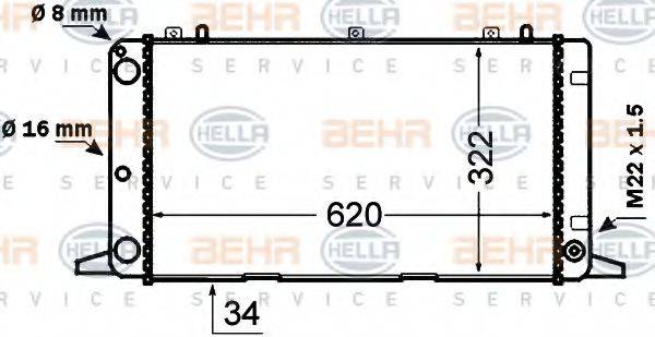 HELLA 8MK376766151 Радіатор, охолодження двигуна