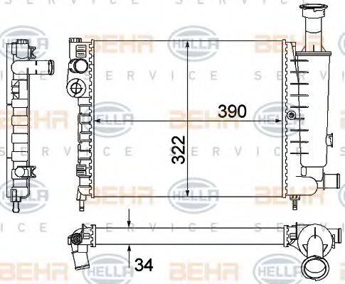 HELLA 8MK376901121 Радіатор, охолодження двигуна