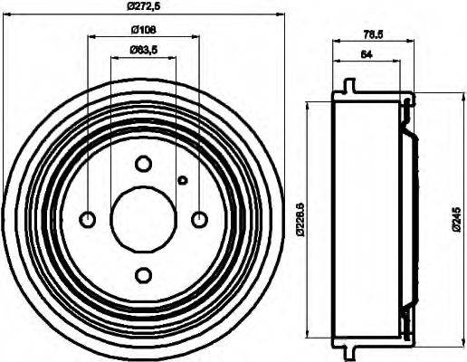 HELLA 8DT355300131 Гальмівний барабан