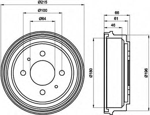 HELLA 8DT355300531 Гальмівний барабан