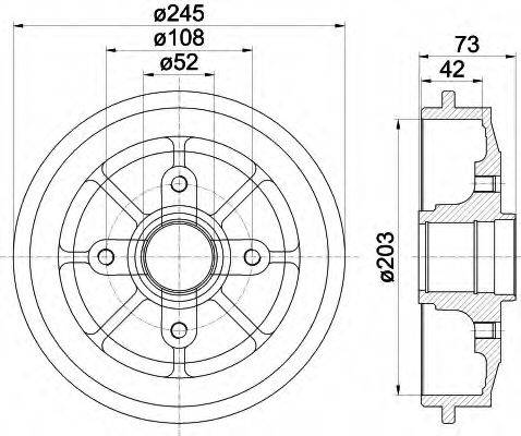 HELLA 8DT355300591 Гальмівний барабан