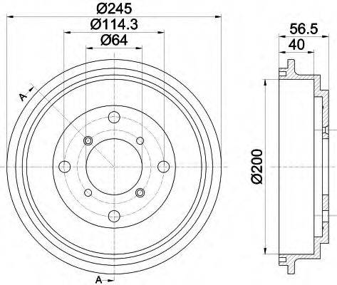 HELLA 8DT355301001 Гальмівний барабан