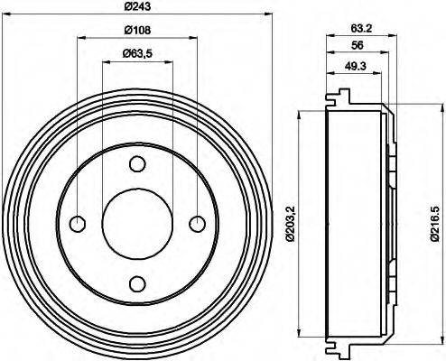 HELLA 8DT355301291 Гальмівний барабан