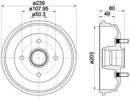 HELLA 8DT355301361 Гальмівний барабан