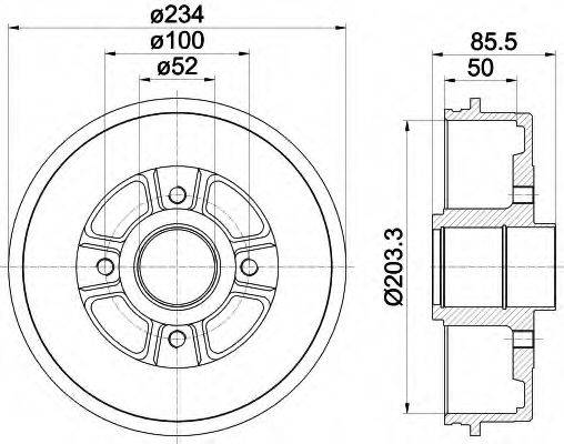 HELLA 8DT355301391 Гальмівний барабан