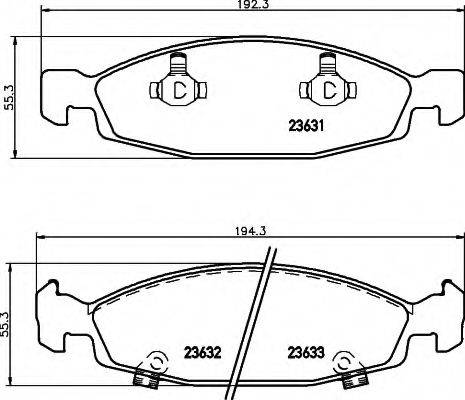 HELLA 8DB355009881 Комплект гальмівних колодок, дискове гальмо