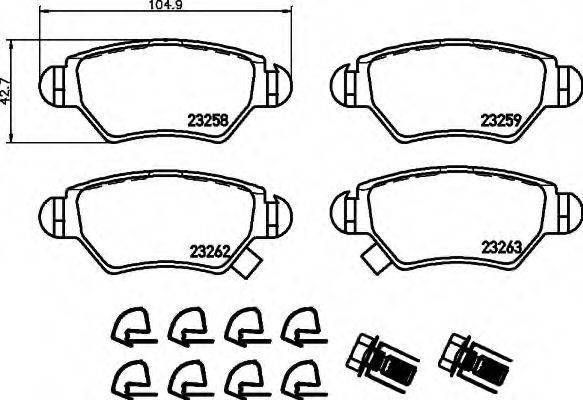 HELLA 8DB355019271 Комплект гальмівних колодок, дискове гальмо