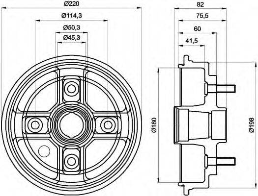 HELLA 8DT355302301 Гальмівний барабан