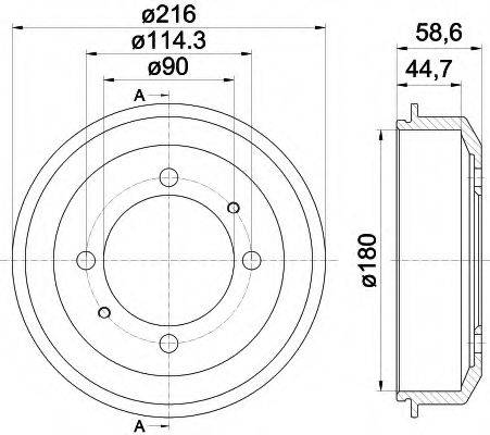 HELLA 8DT355302461 Гальмівний барабан