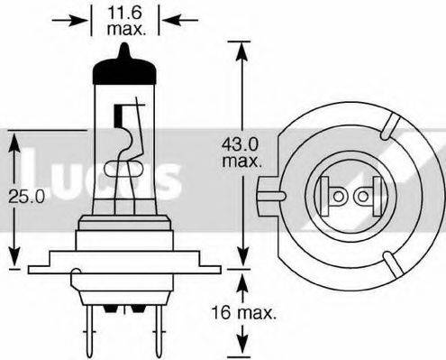 LUCAS ELECTRICAL LLB477 Лампа розжарювання, фара далекого світла; Лампа розжарювання, основна фара; Лампа розжарювання, протитуманна фара