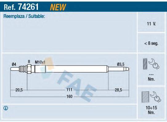 FAE 74261 Свічка розжарювання