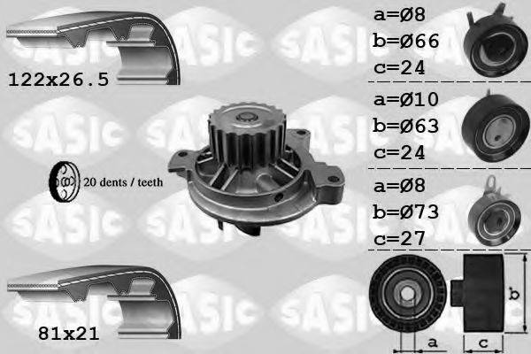 SASIC 3906049 Водяний насос + комплект зубчастого ременя