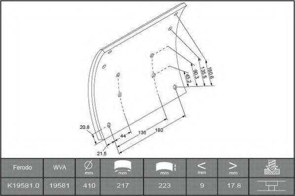 ABEX B2094167 Комплект гальмівних черевиків, барабанні гальма